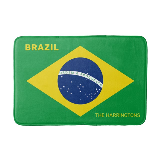 Tapis De Bain Indicateur Brésil de nom personnalisé (Devant)