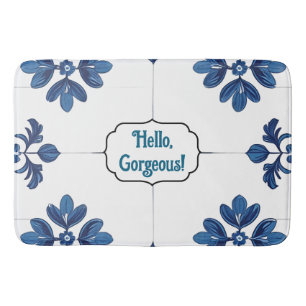 Tapis De Bain Indigo Azulejo Bleu Portugais Lisbonne