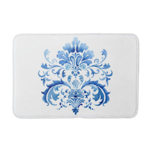 Tapis De Bain Indigo Azulejo Bleu Portugais Lisbonne Botanique