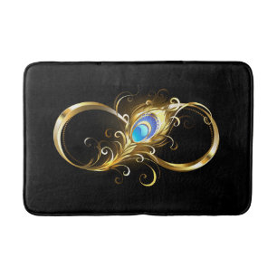 Tapis De Bain Infinité avec plume de paon doré