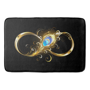 Tapis De Bain Infinité avec plume de paon doré