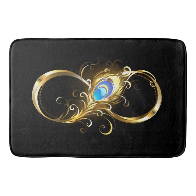Tapis De Bain Infinité avec plume de paon doré (Devant)
