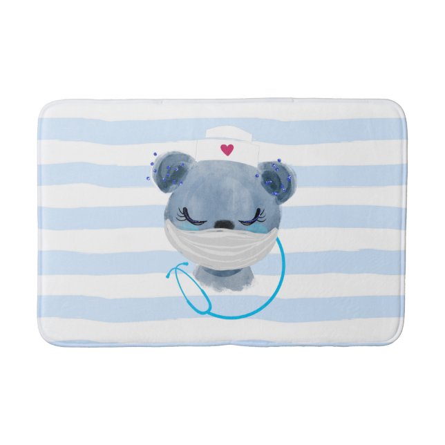 Tapis De Bain Infirmière de l'ours mignonne portant un Masque Mé (Devant)