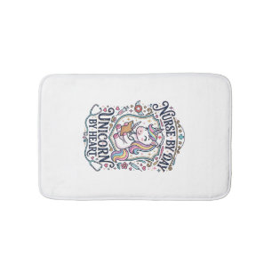 Tapis De Bain Infirmière Licorne de jour Licorne de cœur Fond bl