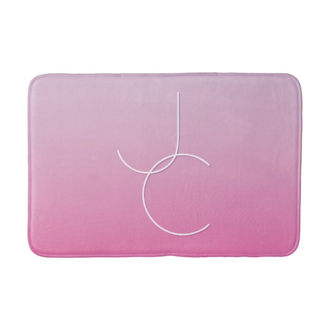 Tapis De Bain Initiales de chevauchement modernes 2 | Ombre rose (Devant)