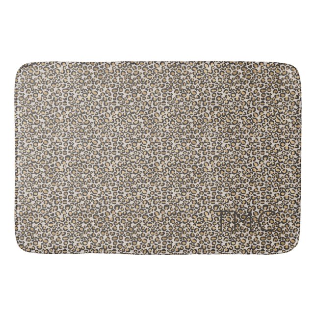Tapis De Bain INITIALES Empreintes de léopard Neutres Chic Anima (Devant)