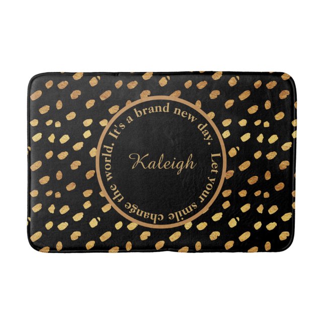 Tapis de bain inspirant confettis noir et or (Devant)