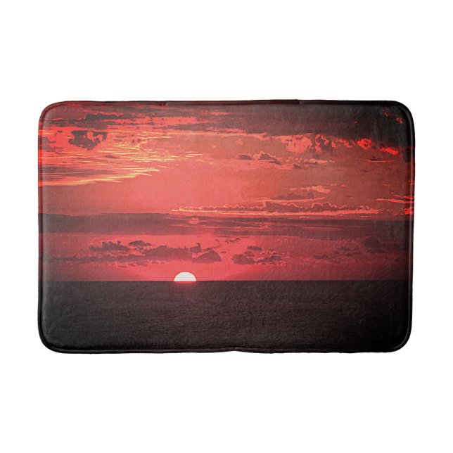 Tapis De Bain Inspirer rouge et orange soleil levant photo natur (Devant)