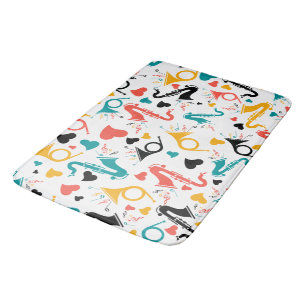 Tapis De Bain Instruments de musique colorés Note & Coeurs Motif