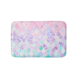 Tapis de bain iridescent en pastel de sirène pour