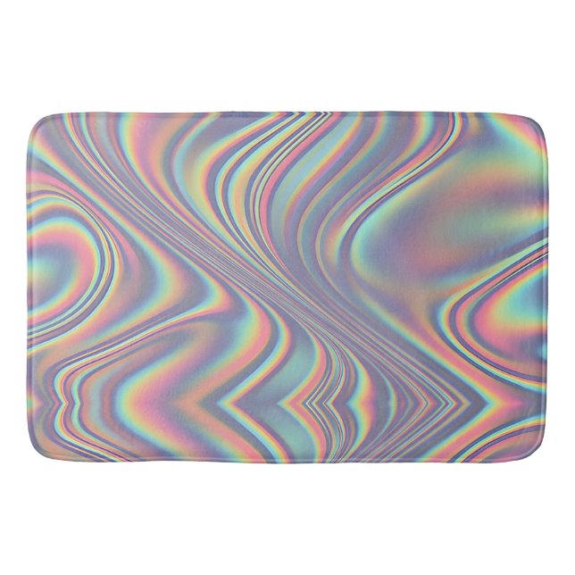 Tapis De Bain Iridescent Holographic Swirl Texture (Devant)