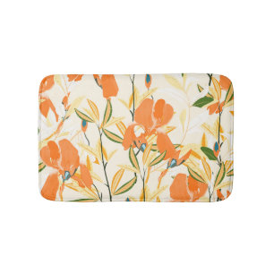 Tapis De Bain Iris orange : motif floral transparent