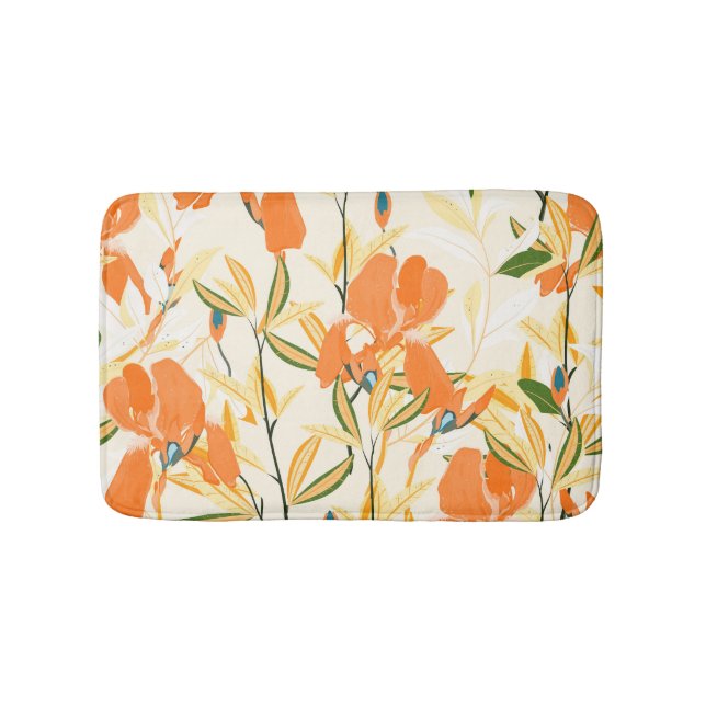 Tapis De Bain Iris orange : motif floral transparent (Devant)