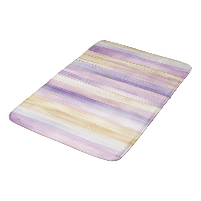 Tapis De Bain Iris rayures crème violet   (Angle)