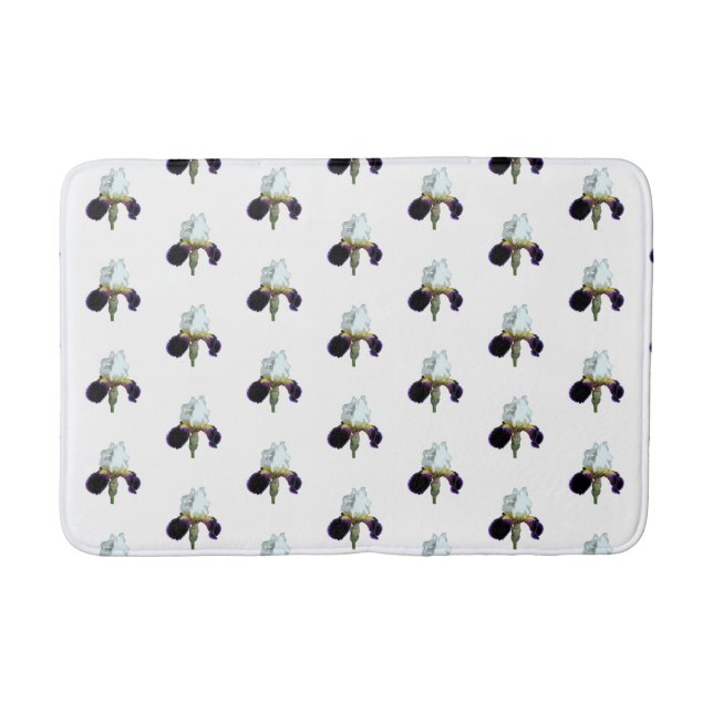Tapis de bain Iris violet et blanc (Devant)