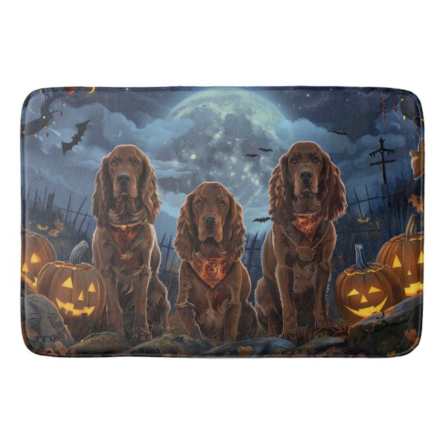 Tapis De Bain Irish Red Setter Halloween Éffrayant (Devant)