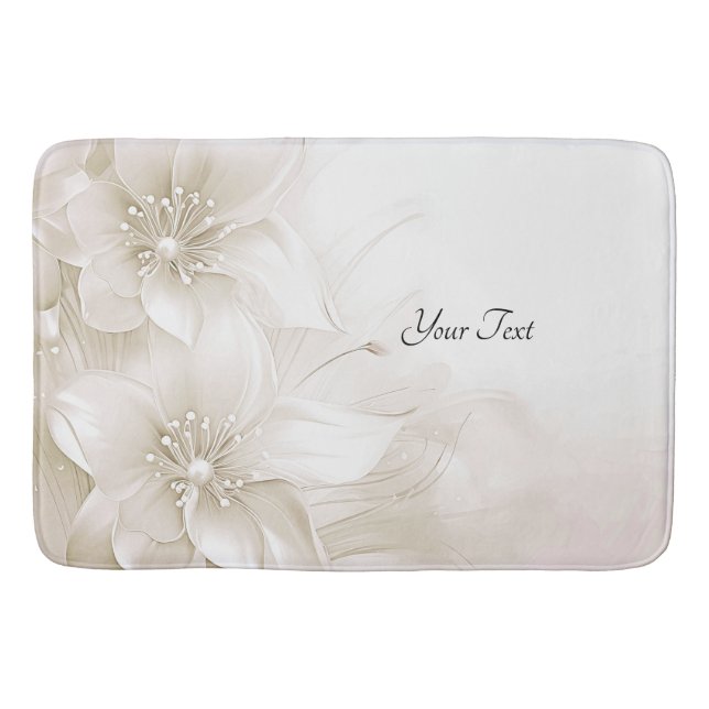 Tapis De Bain Ivory White Flowers Bath Mat (Devant)