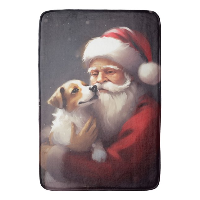 Tapis De Bain Jack Russell Avec Noël Festif Du Père Noël (devant Vertical)