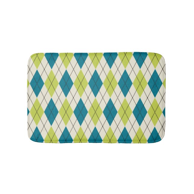 Tapis De Bain Jacquard bleu et vert (Devant)