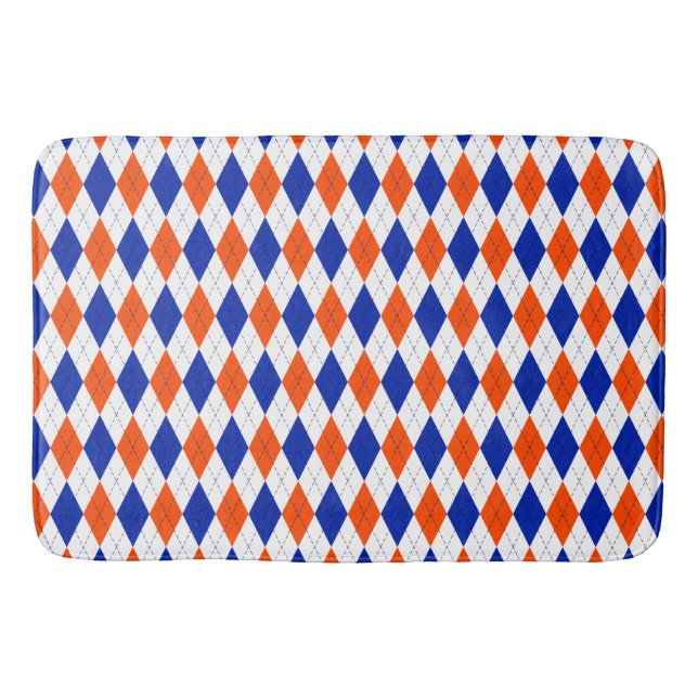 Tapis De Bain Jacquard Preppy traditionnel en orange et bleu (Devant)