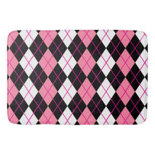 Tapis De Bain Jacquard rose noir blanc Diamant Design