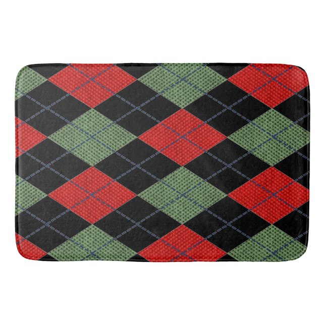Tapis De Bain Jacquard Rouge Et Vert (Devant)
