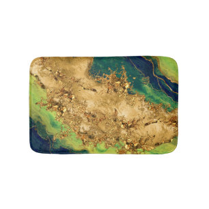 Tapis De Bain Jade Green et Bronze Gold Abstrait