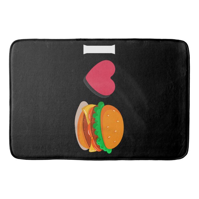 Tapis De Bain J'adore Burger Cheeseburger Manger Malsain  (Devant)