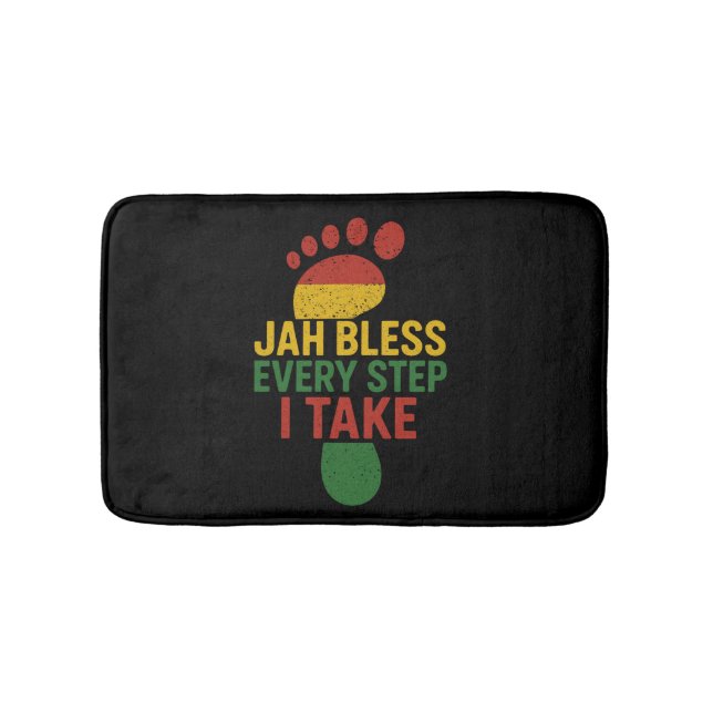 Tapis De Bain Jah Bénisse Chaque Pas que je fais Drapeau Rastafa (Devant)