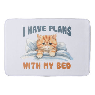 Tapis De Bain J'ai des plans avec mon lit - Cosy Orange Chat