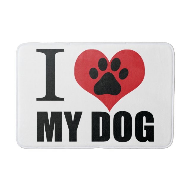 Tapis De Bain J'aime mon chien jeter l'oreiller (Devant)