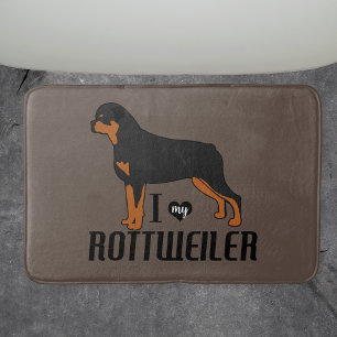 Tapis De Bain J'aime mon chien Rottweiler Rottie