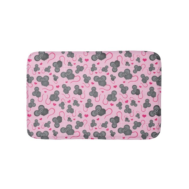 Tapis De Bain J'aime mon motif de souris dans le rose (Devant)