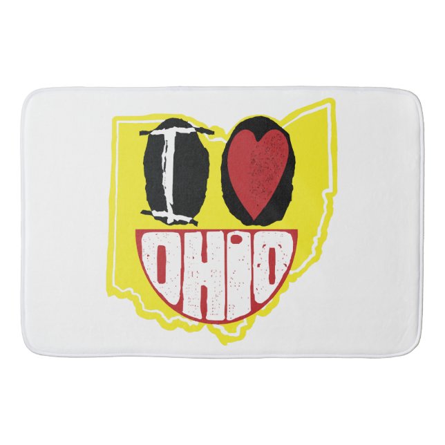 Tapis De Bain J'Aime Ohio Sourire Un Visage Heureux (Devant)