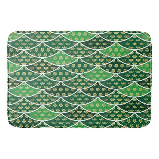 Tapis De Bain Japonais traditionnellement bon motif vert (Devant)