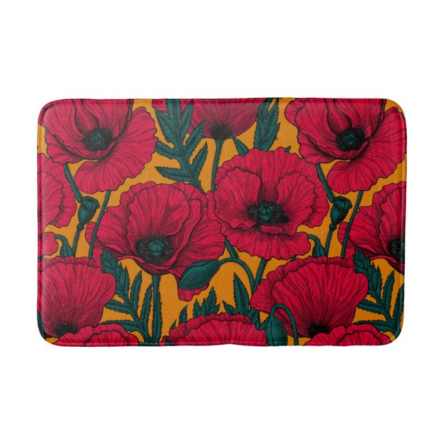 Tapis De Bain Jardin aux coquelicots rouges (Devant)