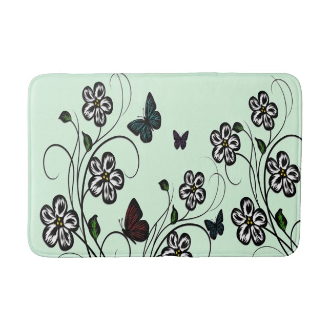 Tapis De Bain Jardin aux papillons vert (Devant)