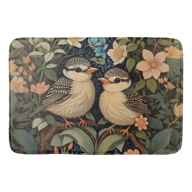 Tapis De Bain Jardin botanique de deux mignons bébés oiseaux (Devant)