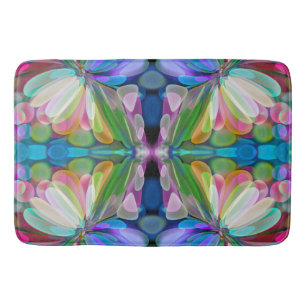 Tapis De Bain Jardin de Fleur sauvage de libellules Abstrait Flo