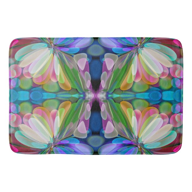 Tapis De Bain Jardin de Fleur sauvage de libellules Abstrait Flo (Devant)