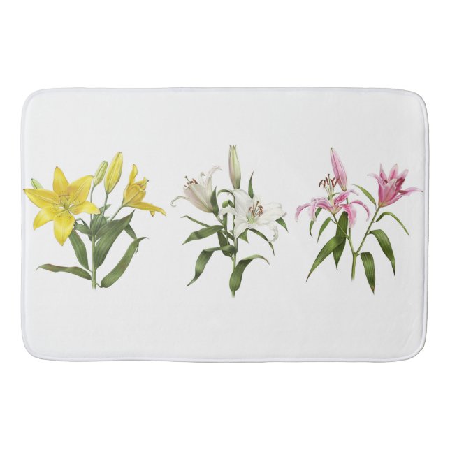 Tapis De Bain Jardin de fleurs de lys de printemps (Devant)