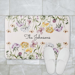 Tapis De Bain Jardin de fleurs sauvages avec nom personnalisé