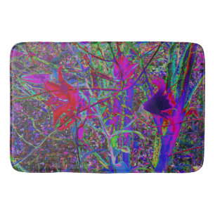 Tapis De Bain Jardin de lys aux couleurs arc-en-ciel abstraites 