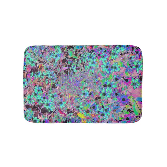 Tapis De Bain Jardin pourpre avec fleurs psychédéliques Aquamari (Devant)