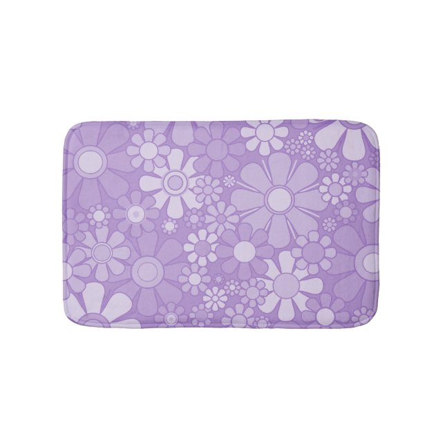 Tapis De Bain Jardin Rétro Joyeux motifs floraux Lavande (Devant)