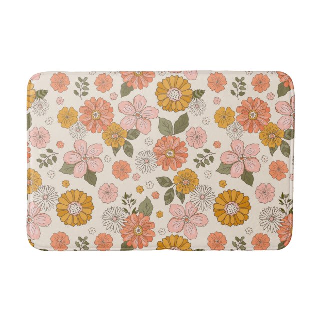 Tapis De Bain Jardin rose et orange Motif (Devant)