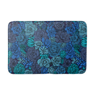 Tapis De Bain Jardin succulent en bleu