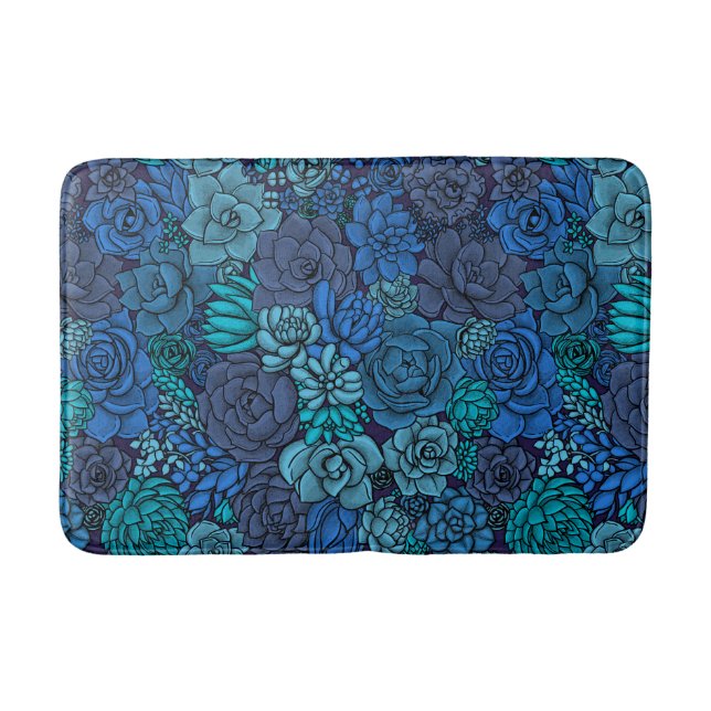 Tapis De Bain Jardin succulent en bleu (Devant)