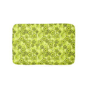 Tapis De Bain Jaune avec motif floral néon brillant noir