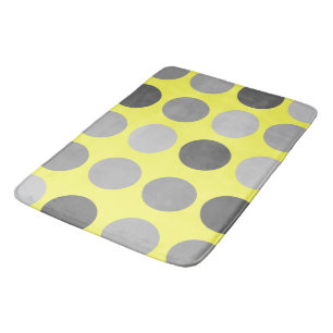 Tapis De Bain Jaune avec natte Pois gris
